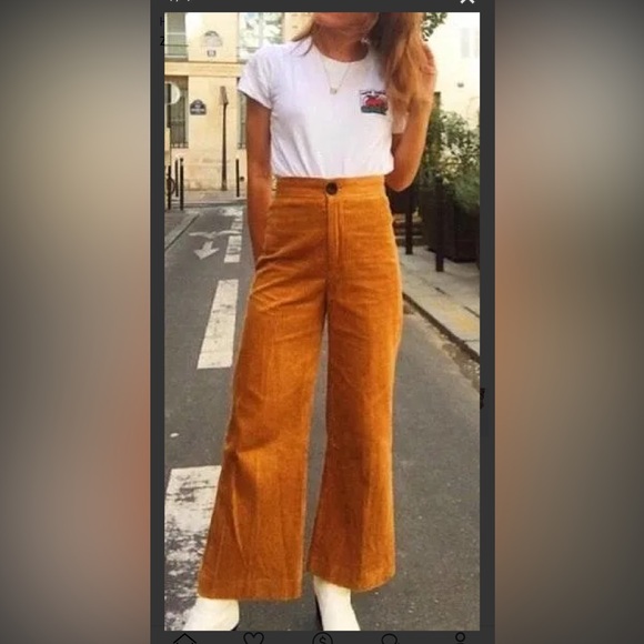 Zara Pants - ZARA Corduroy High Waisted Crop Pants Mustard